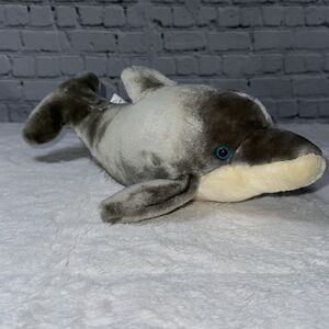 Seaworld Park Gray White Bottlenose Dolphin Plush 14 In Blue Eyes Stuffed Animal